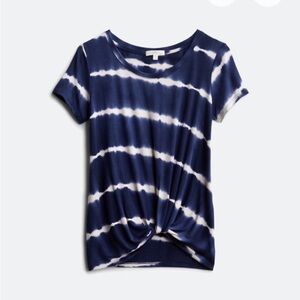 Nine Britton Blue Tie Front Long Sleeve Tee